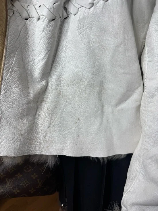 Lux Genuine Fox Fur & White Leather Vintage Jacket - Picture 10 of 16
